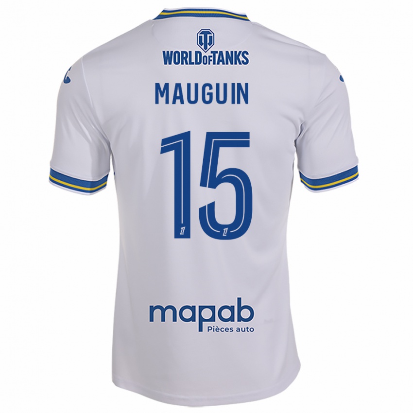 גברים Alexiane Mauguin #15 לבן תכלת הרחק ג'רזי 2025/26 חולצה קצרה