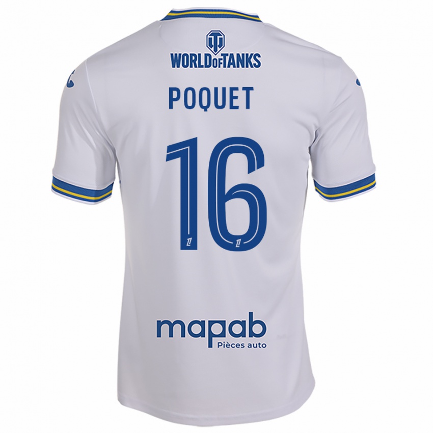 גברים Camille Poquet #16 לבן תכלת הרחק ג'רזי 2025/26 חולצה קצרה