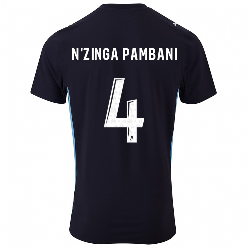 גברים Pladi N'zinga Pambani #4 שחור תכלת הרחק ג'רזי 2025/26 חולצה קצרה