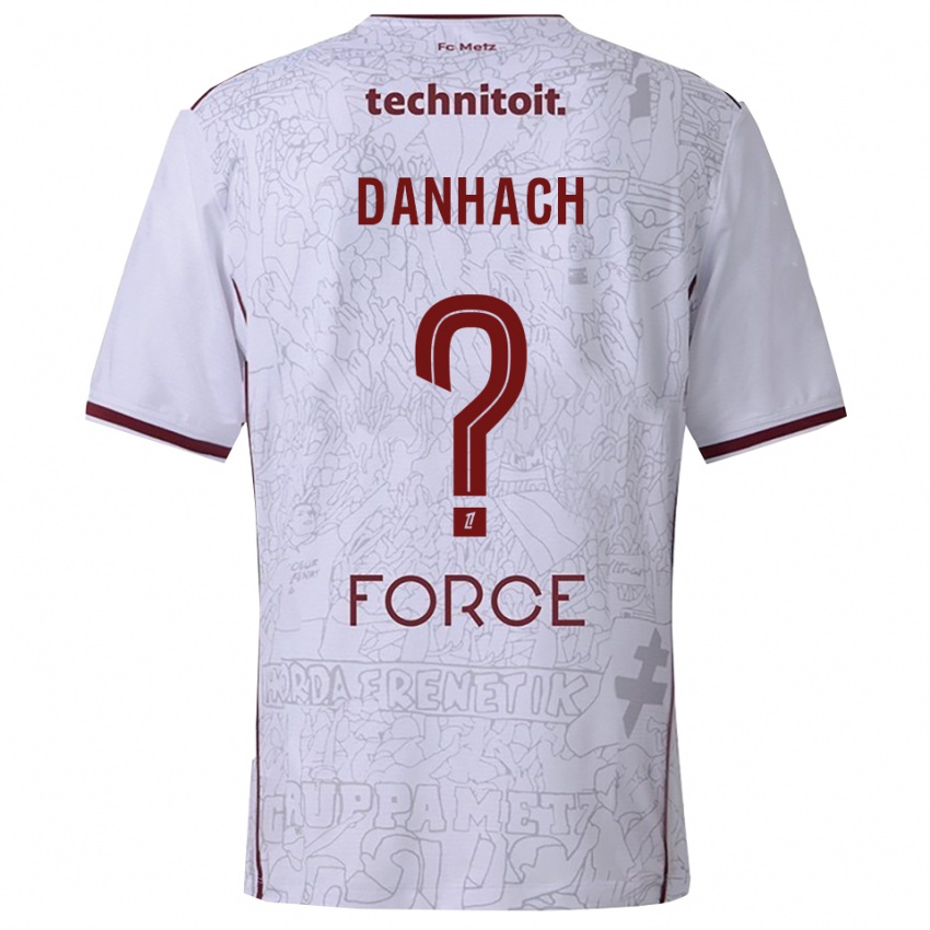 גברים Djebril Danhach #0 לבן בורדו הרחק ג'רזי 2025/26 חולצה קצרה