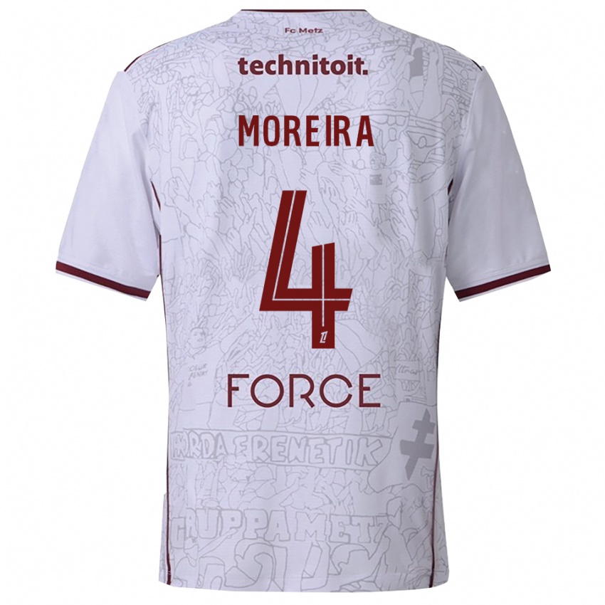 גברים Clara Moreira #4 לבן בורדו הרחק ג'רזי 2025/26 חולצה קצרה