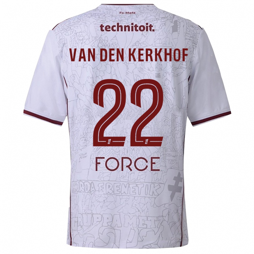 גברים קווין ואן דן קרקהוף #22 לבן בורדו הרחק ג'רזי 2025/26 חולצה קצרה