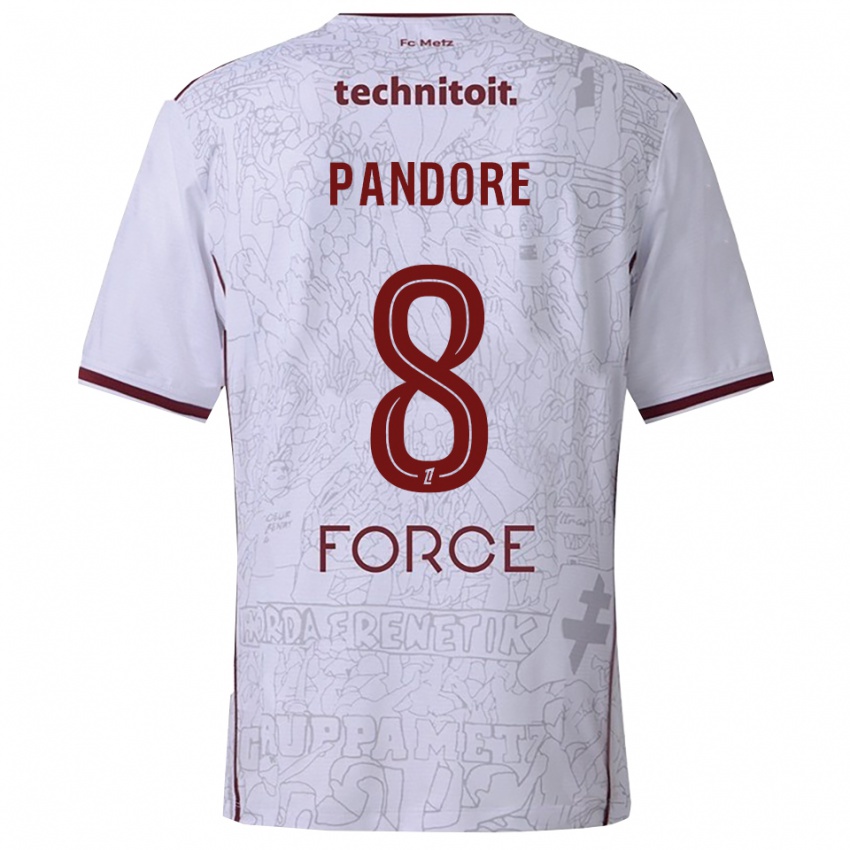 גברים Jahyann Pandore #8 לבן בורדו הרחק ג'רזי 2025/26 חולצה קצרה