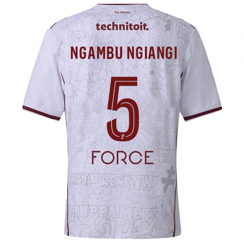 גברים Esther Ngambu Ngiangi #5 לבן בורדו הרחק ג'רזי 2025/26 חולצה קצרה