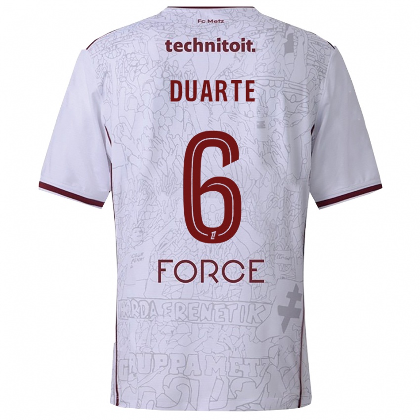 גברים Diego Duarte #6 לבן בורדו הרחק ג'רזי 2025/26 חולצה קצרה