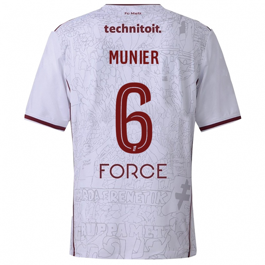 גברים לאה מונייר #6 לבן בורדו הרחק ג'רזי 2025/26 חולצה קצרה