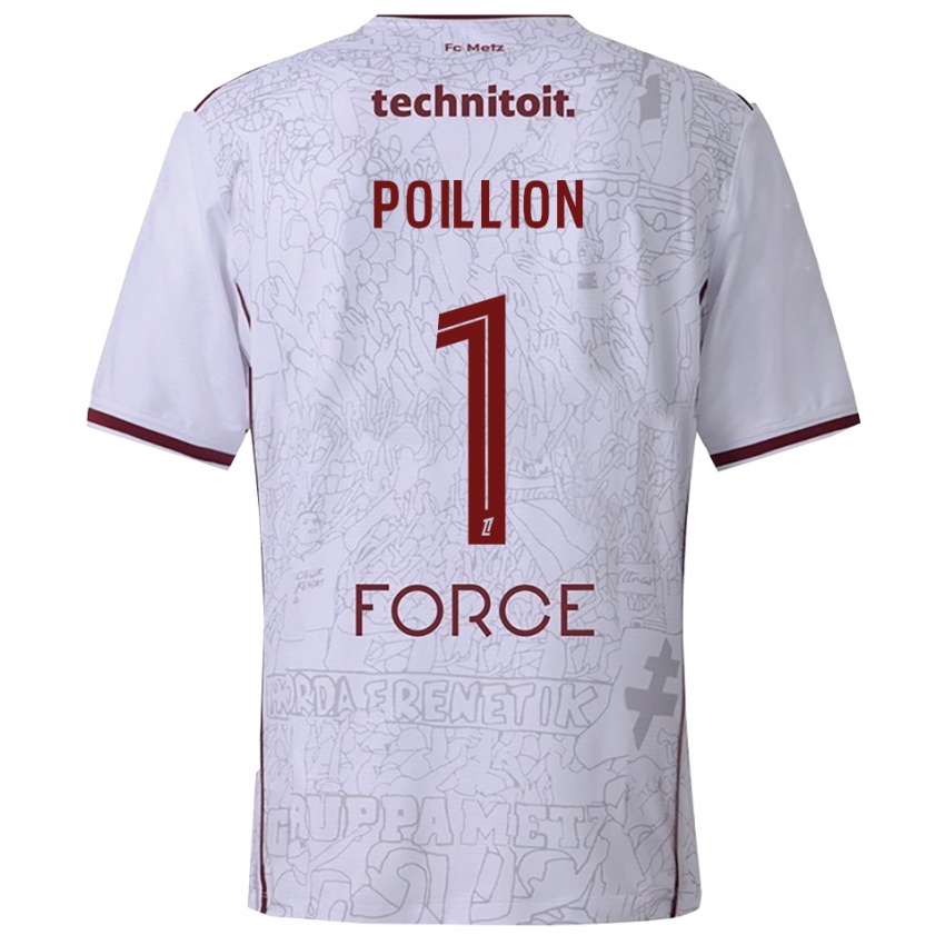 גברים Noé Poillion #1 לבן בורדו הרחק ג'רזי 2025/26 חולצה קצרה