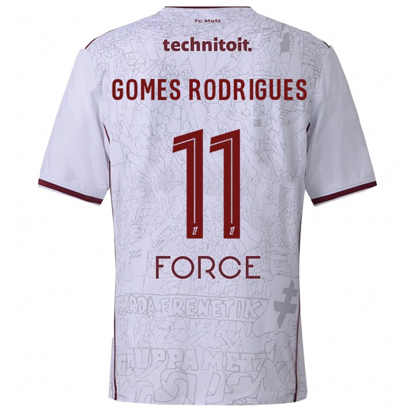 גברים ג׳ס גומס רודריגס #11 לבן בורדו הרחק ג'רזי 2025/26 חולצה קצרה