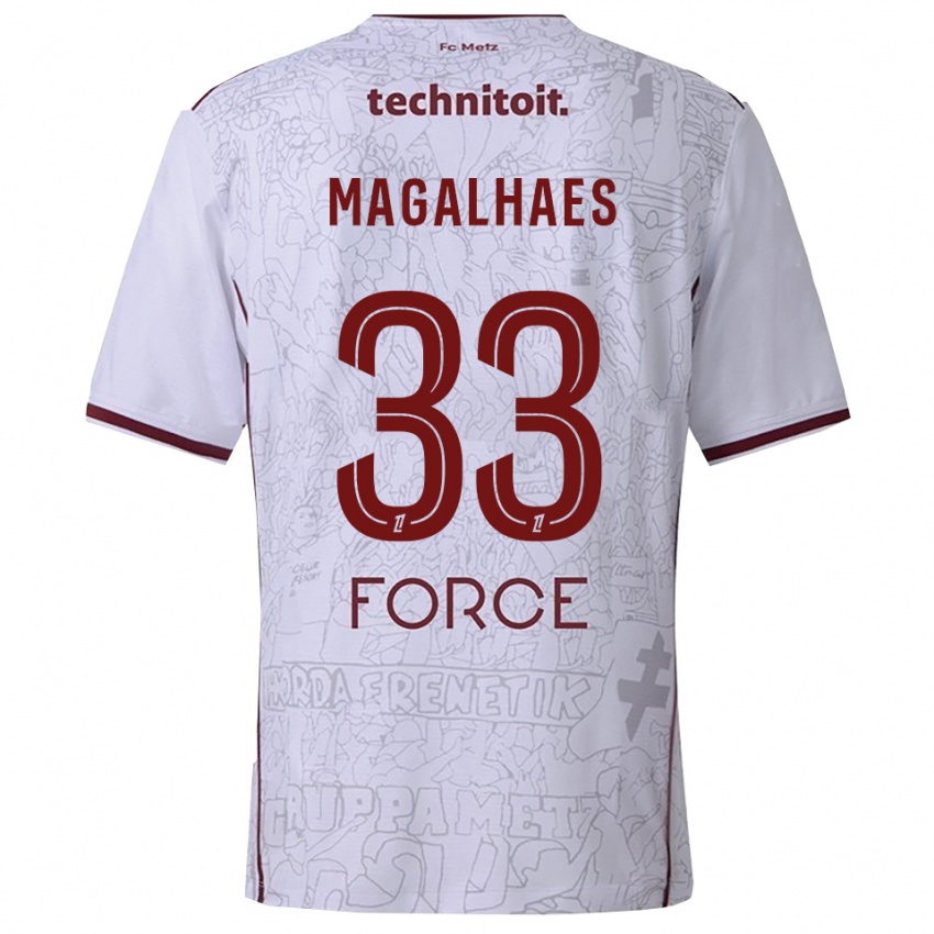 גברים Manon Magalhaes #33 לבן בורדו הרחק ג'רזי 2025/26 חולצה קצרה