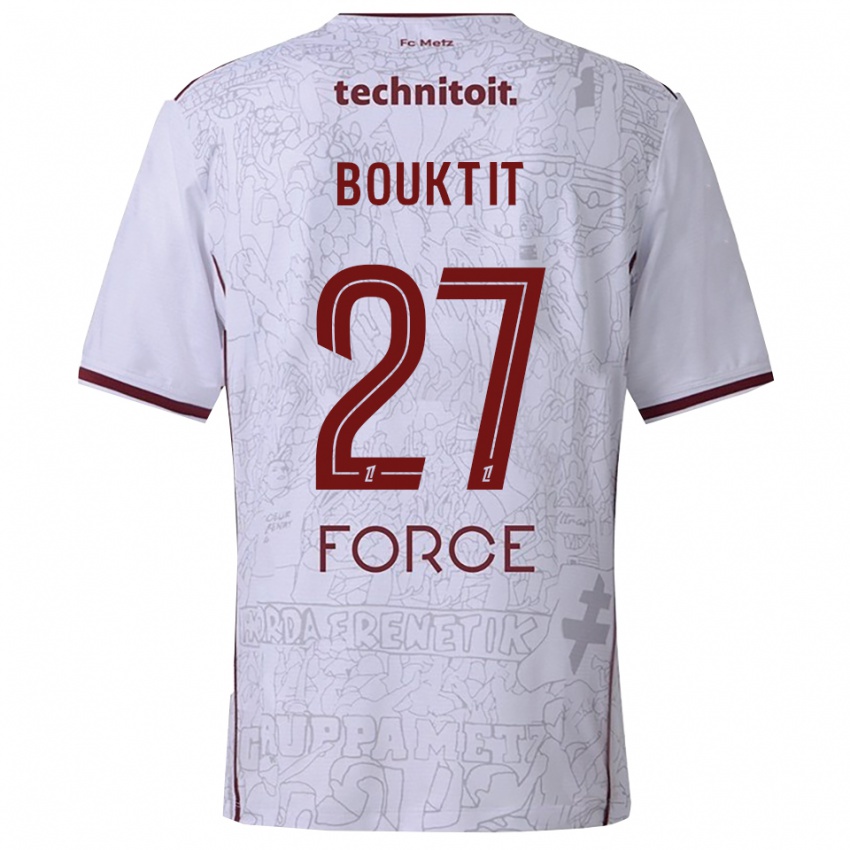 גברים Assia Bouktit #27 לבן בורדו הרחק ג'רזי 2025/26 חולצה קצרה