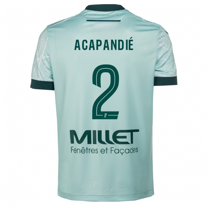 גברים Mathieu Acapandié #2 ירוק לבן הרחק ג'רזי 2025/26 חולצה קצרה