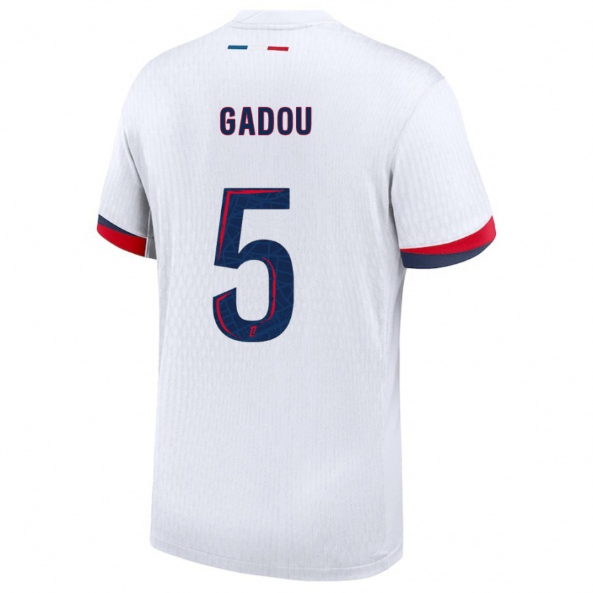 גברים Joane Gadou #5 לבן אדום הרחק ג'רזי 2025/26 חולצה קצרה
