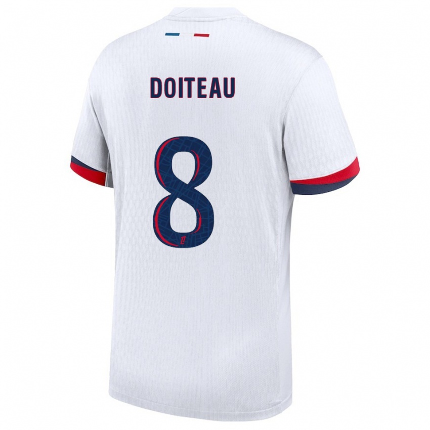 גברים Benoit Doiteau #8 לבן אדום הרחק ג'רזי 2025/26 חולצה קצרה