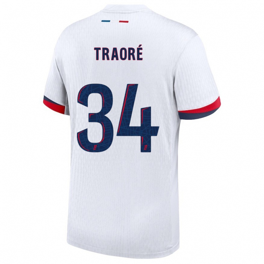 גברים נאוליה טראורה #34 לבן אדום הרחק ג'רזי 2025/26 חולצה קצרה