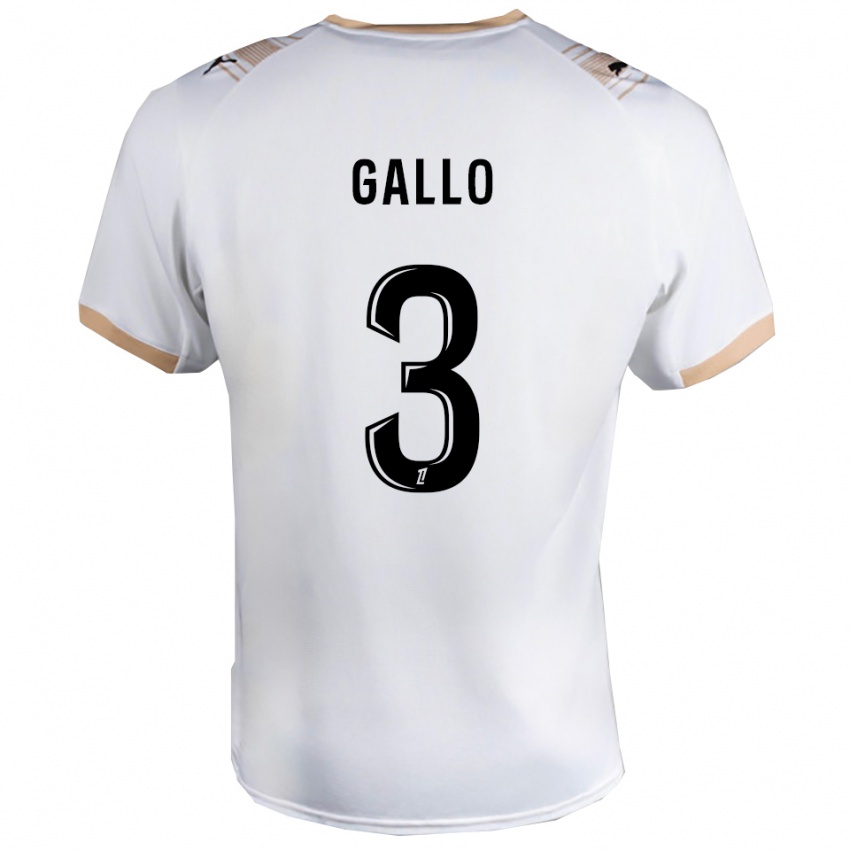 גברים Noan Gallo #3 לבן שחור הרחק ג'רזי 2025/26 חולצה קצרה