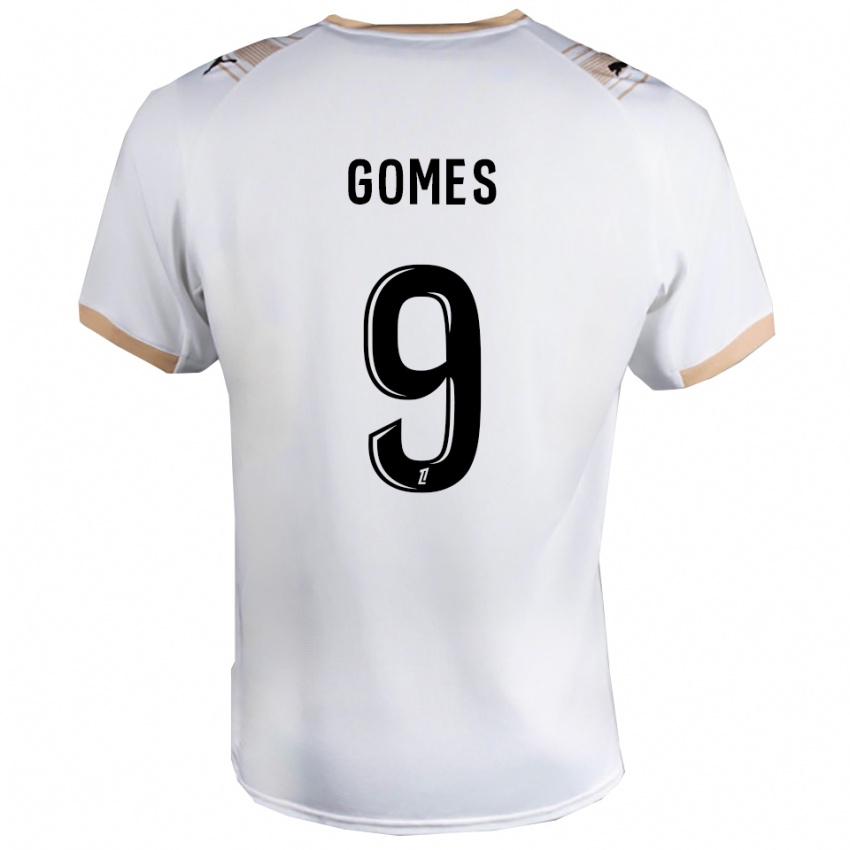 גברים מליסה גומס #9 לבן שחור הרחק ג'רזי 2025/26 חולצה קצרה