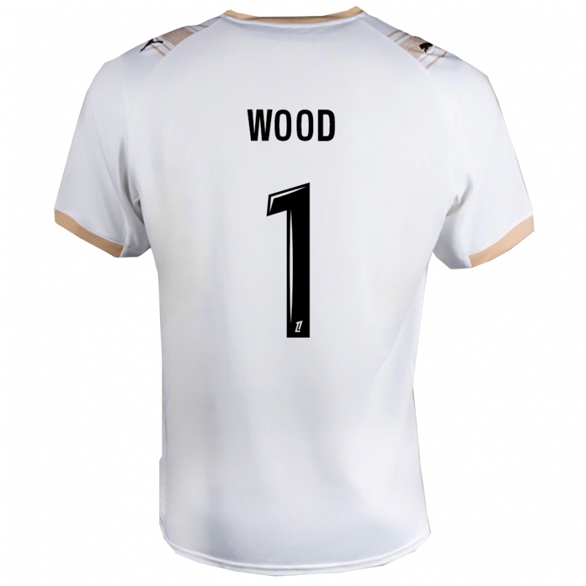 גברים מקנזי ווד #1 לבן שחור הרחק ג'רזי 2025/26 חולצה קצרה