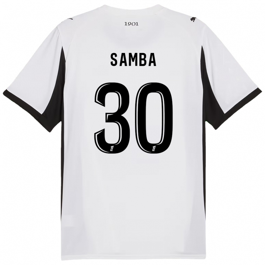גברים ברייס סמבה #30 לבן שחור הרחק ג'רזי 2025/26 חולצה קצרה