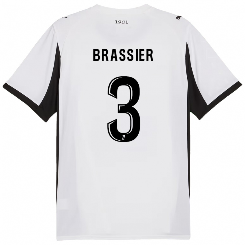 גברים ליליאן בראסייה #3 לבן שחור הרחק ג'רזי 2025/26 חולצה קצרה