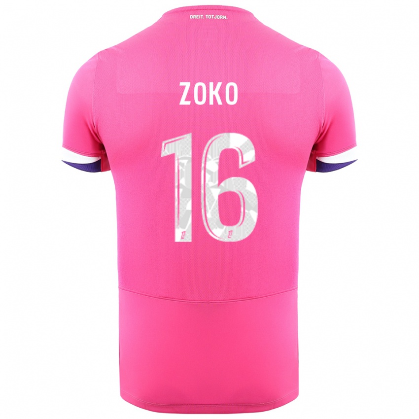 גברים Nathan Zoko #16 ורוד לבן הרחק ג'רזי 2025/26 חולצה קצרה