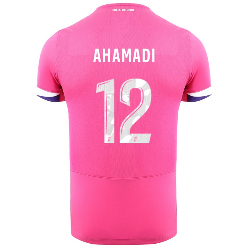 גברים Isaack Ahamadi #12 ורוד לבן הרחק ג'רזי 2025/26 חולצה קצרה