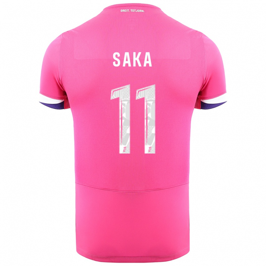 גברים מאטיס סאקה #11 ורוד לבן הרחק ג'רזי 2025/26 חולצה קצרה