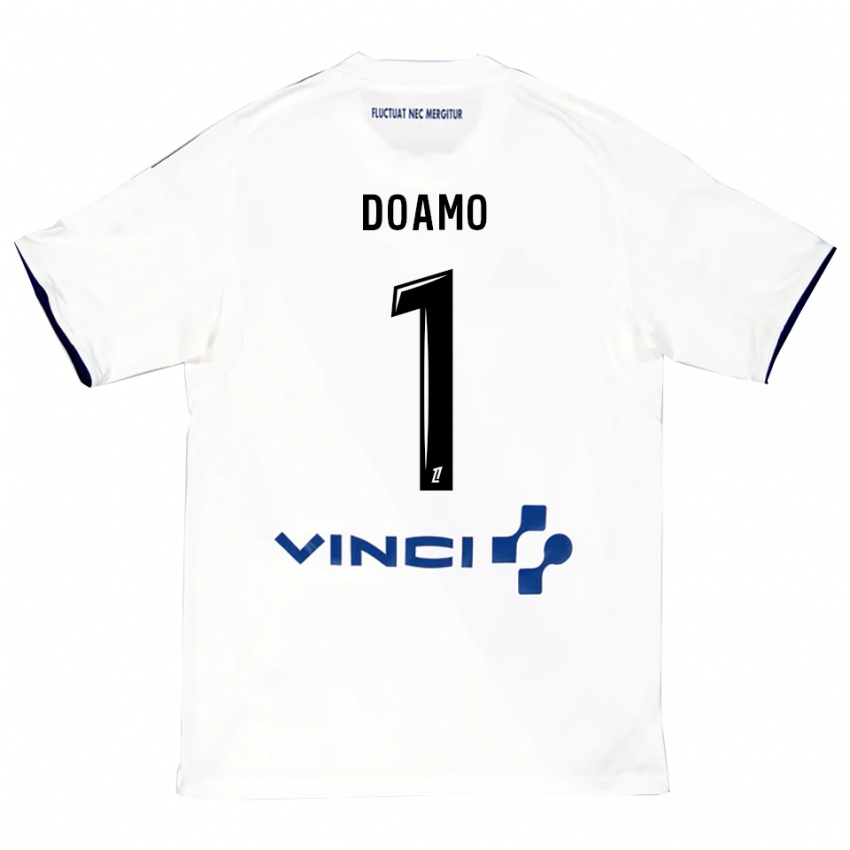 גברים Isaac Doamo #1 לבן כחול הרחק ג'רזי 2025/26 חולצה קצרה