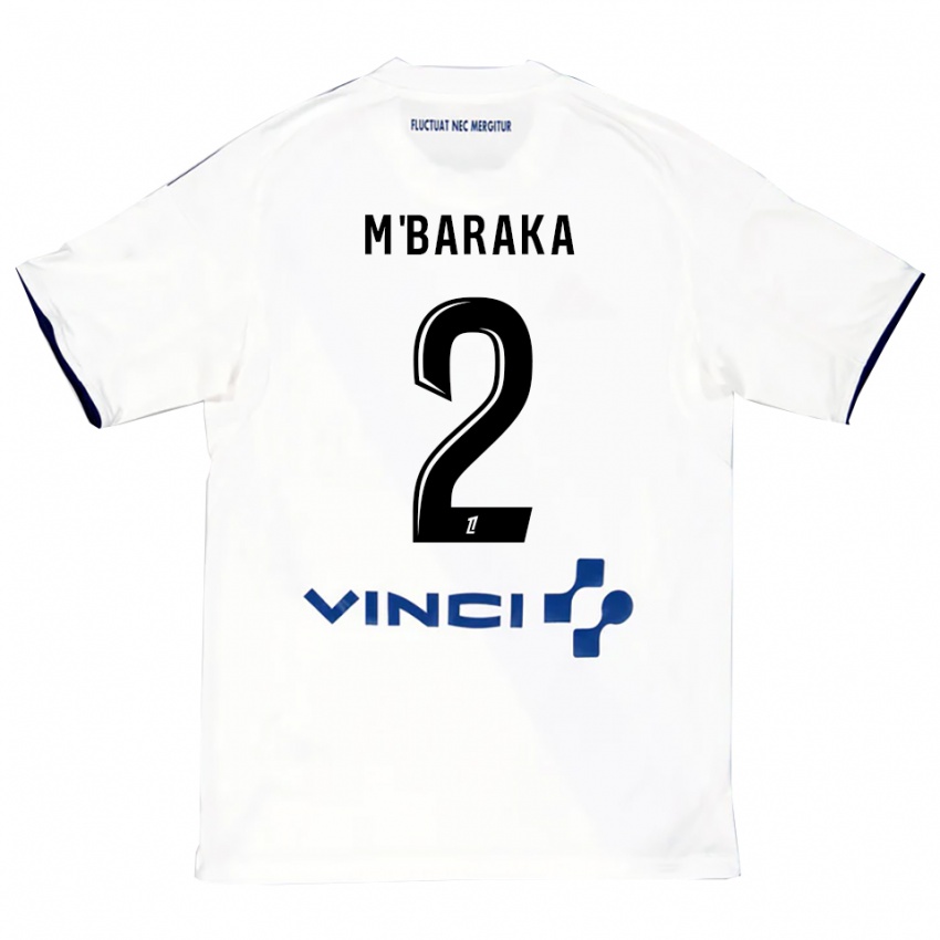 גברים Abdallah M'baraka #2 לבן כחול הרחק ג'רזי 2025/26 חולצה קצרה