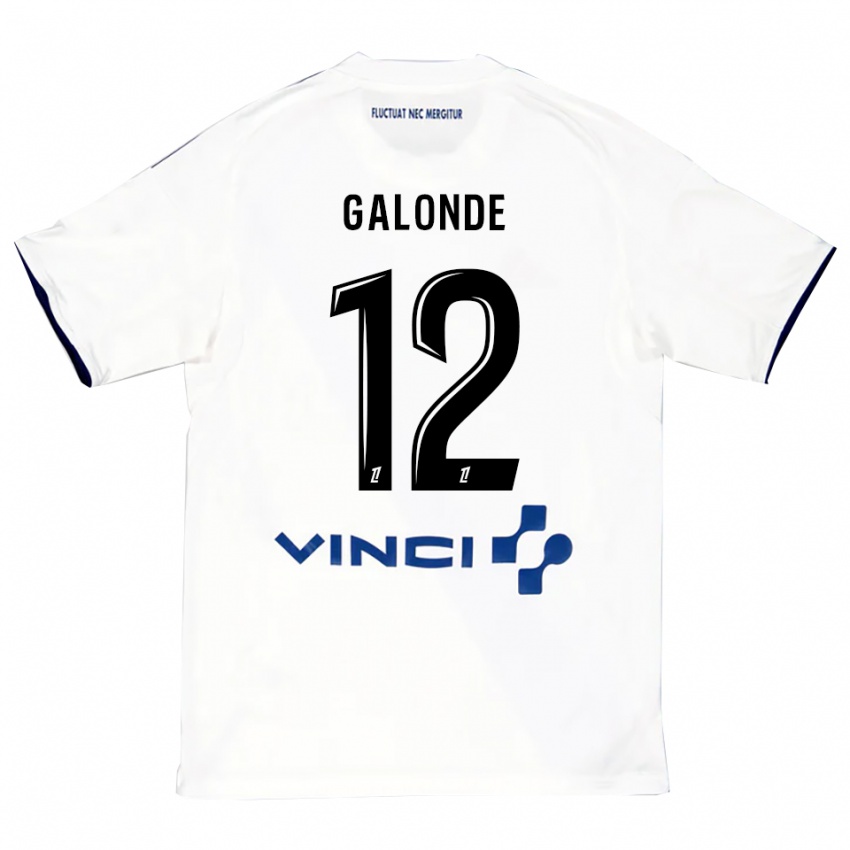 גברים Mathis Galonde #12 לבן כחול הרחק ג'רזי 2025/26 חולצה קצרה