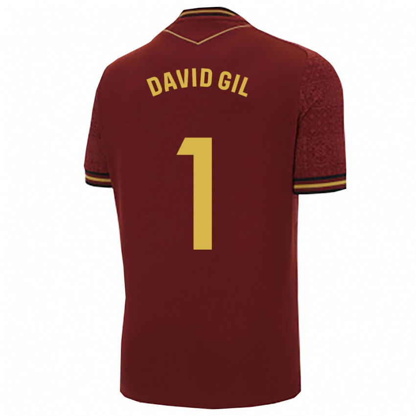 גברים דויד חיל #1 בורדו זהב הרחק ג'רזי 2025/26 חולצה קצרה