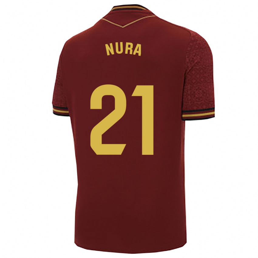 גברים Nura Hegazy Ceballos #21 בורדו זהב הרחק ג'רזי 2025/26 חולצה קצרה
