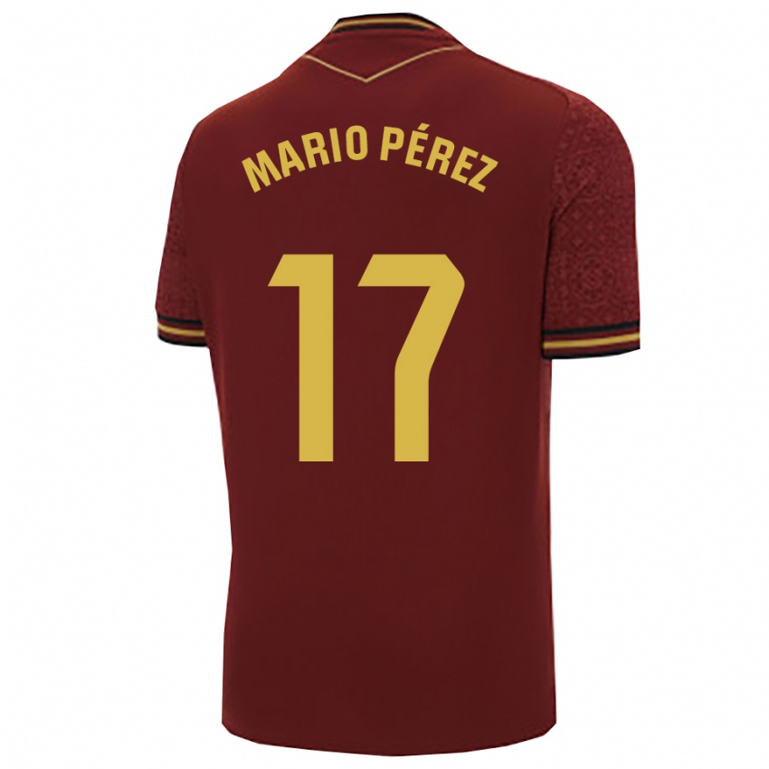 גברים Mario Pérez #17 בורדו זהב הרחק ג'רזי 2025/26 חולצה קצרה