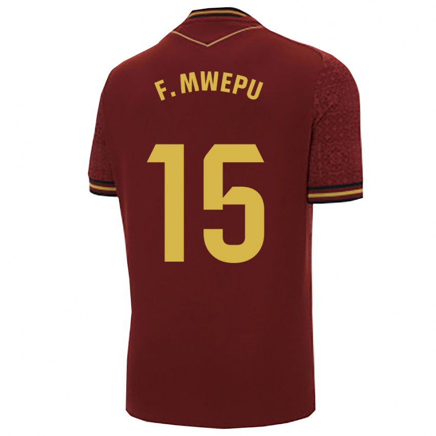 גברים Francisco Mwepu #15 בורדו זהב הרחק ג'רזי 2025/26 חולצה קצרה