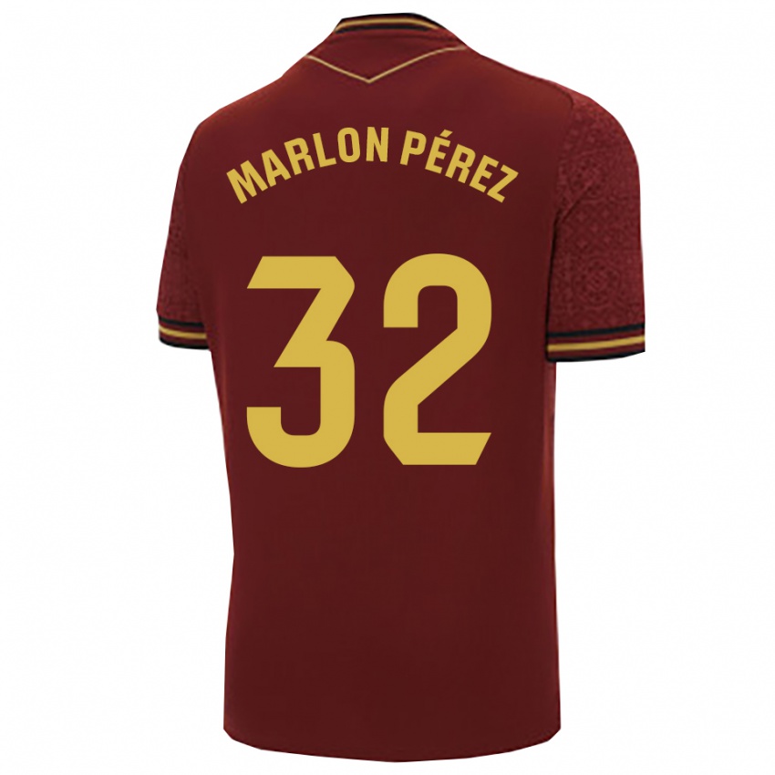 גברים Marlon Pérez #32 בורדו זהב הרחק ג'רזי 2025/26 חולצה קצרה