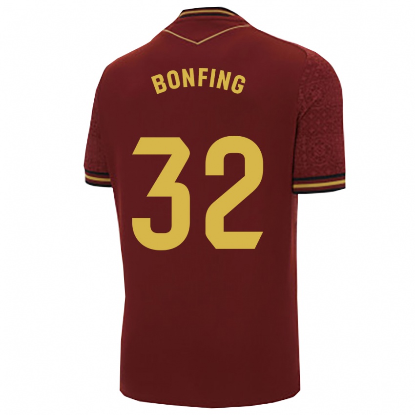גברים Boubacar Bonfing #32 בורדו זהב הרחק ג'רזי 2025/26 חולצה קצרה