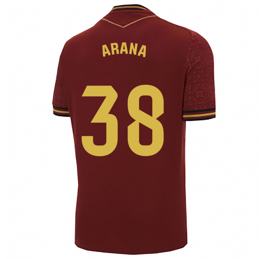 גברים Pablo Arana #38 בורדו זהב הרחק ג'רזי 2025/26 חולצה קצרה