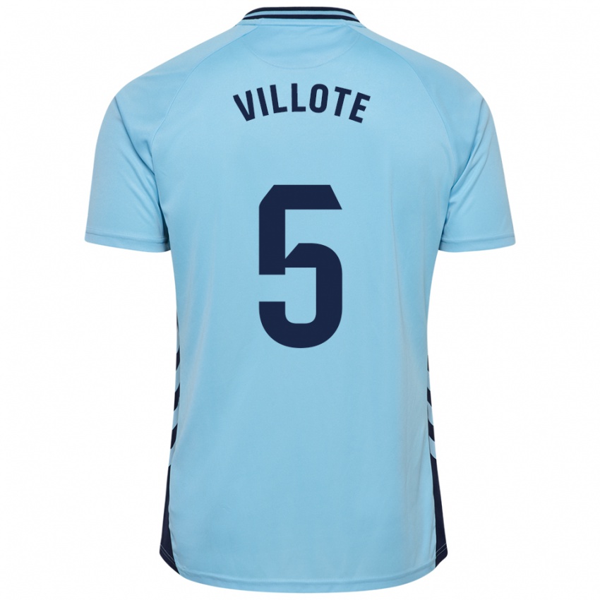 גברים Víctor Villote #5 תכלת הרחק ג'רזי 2025/26 חולצה קצרה