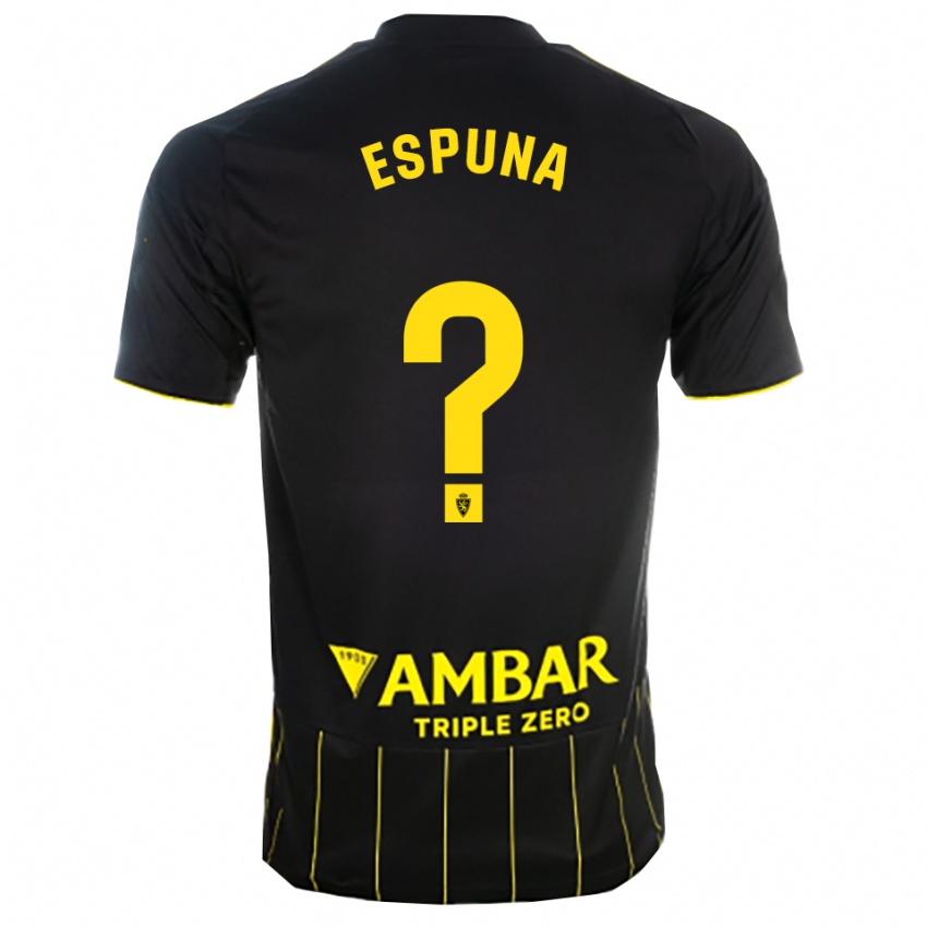 גברים ניקו אספוניה #0 שחור צהוב הרחק ג'רזי 2025/26 חולצה קצרה