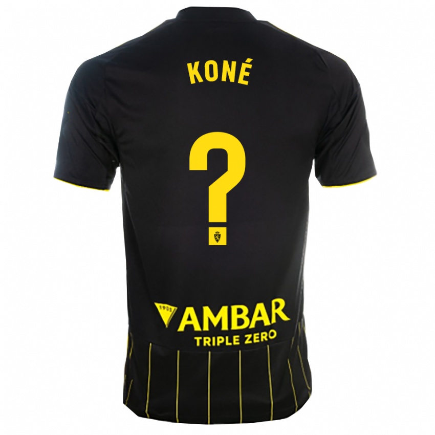 גברים Lacine Koné #0 שחור צהוב הרחק ג'רזי 2025/26 חולצה קצרה