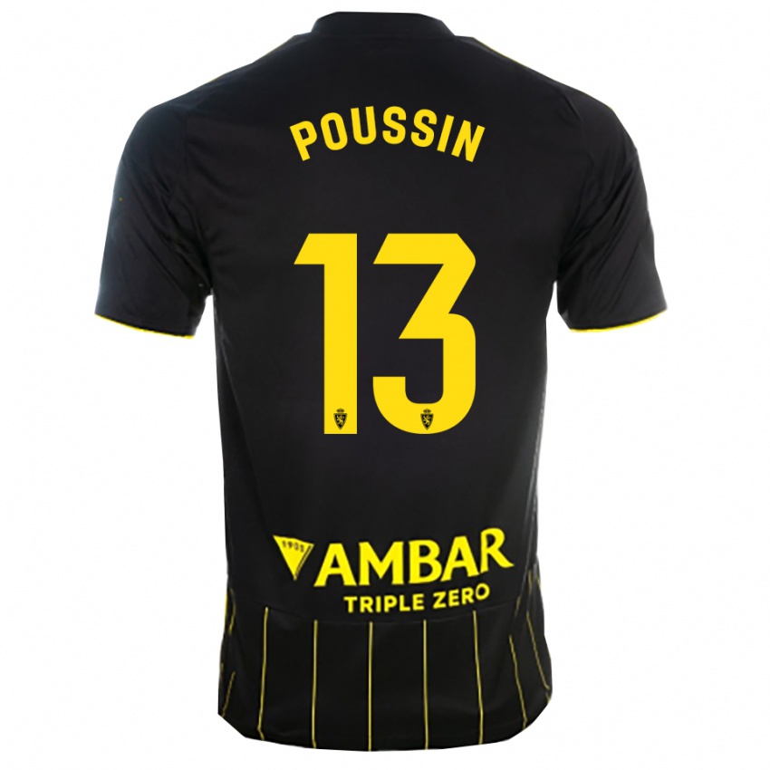 גברים גאטן פוסן #13 שחור צהוב הרחק ג'רזי 2025/26 חולצה קצרה