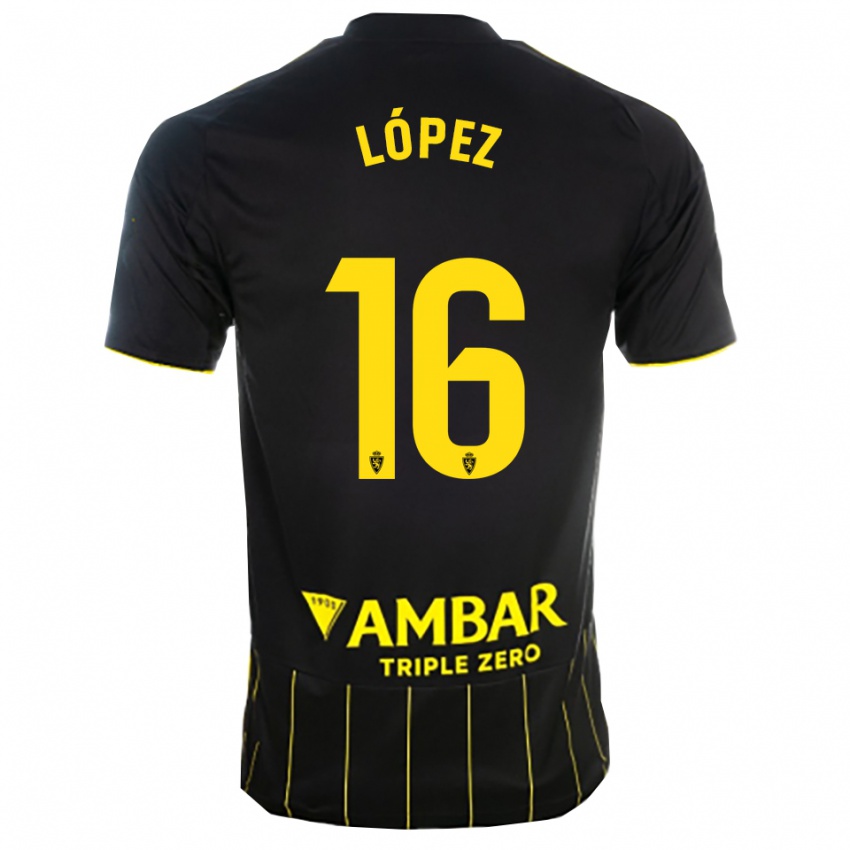 גברים Juan López #16 שחור צהוב הרחק ג'רזי 2025/26 חולצה קצרה