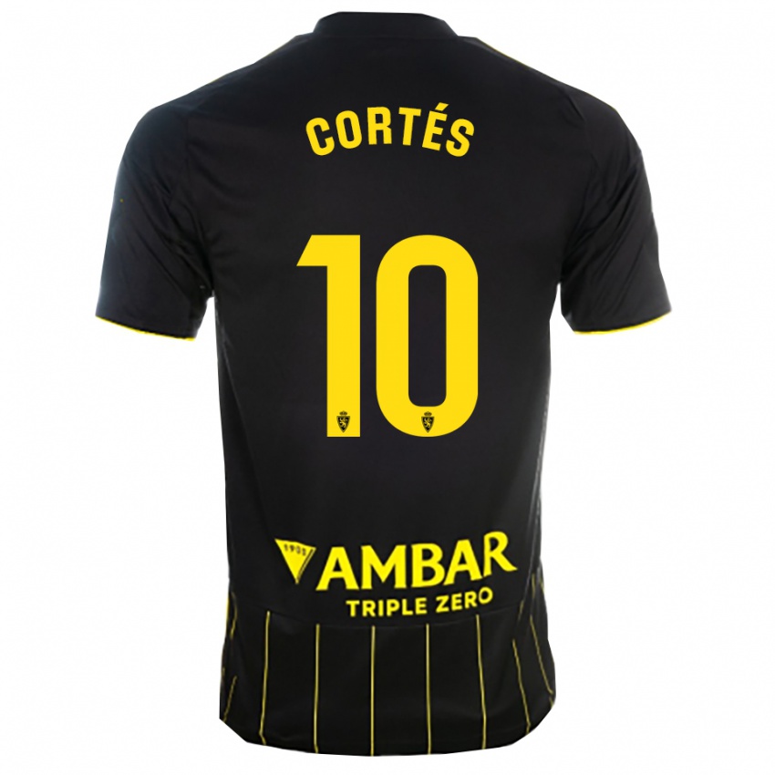 גברים Pablo Cortés #10 שחור צהוב הרחק ג'רזי 2025/26 חולצה קצרה