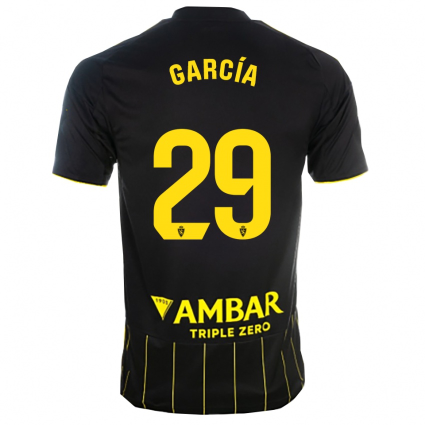 גברים David García #29 שחור צהוב הרחק ג'רזי 2025/26 חולצה קצרה