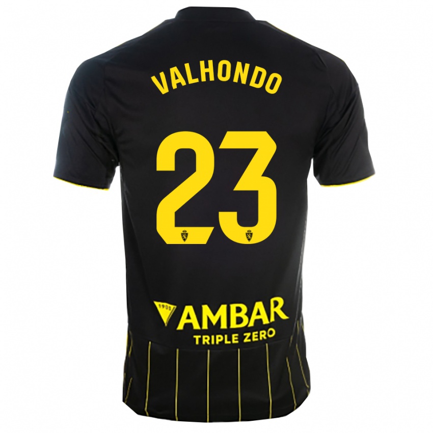 גברים Marcos Valhondo #23 שחור צהוב הרחק ג'רזי 2025/26 חולצה קצרה