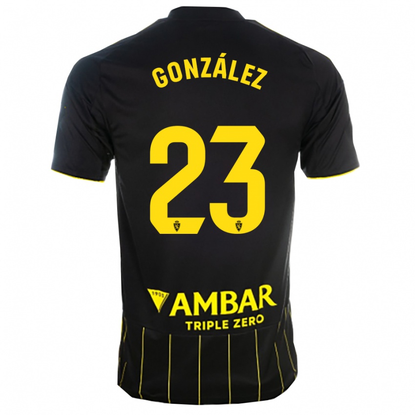 גברים Álex González #23 שחור צהוב הרחק ג'רזי 2025/26 חולצה קצרה