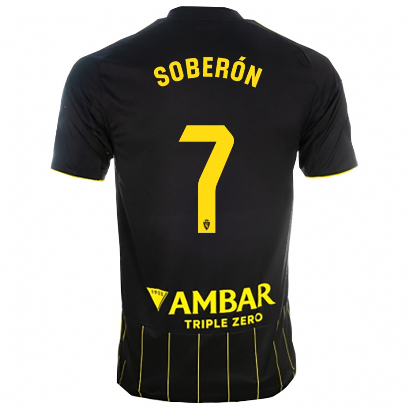 גברים Mario Soberón #7 שחור צהוב הרחק ג'רזי 2025/26 חולצה קצרה