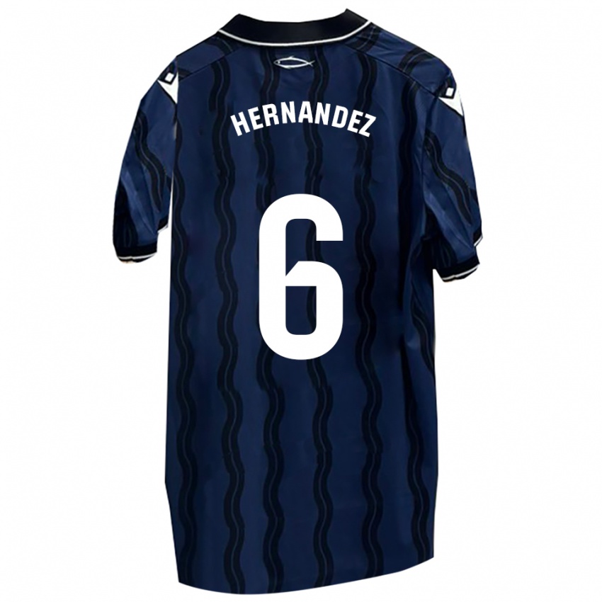 גברים Carlos Hernández #6 כחול כהה שחור הרחק ג'רזי 2025/26 חולצה קצרה