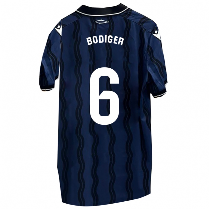 גברים Yann Bodiger #6 כחול כהה שחור הרחק ג'רזי 2025/26 חולצה קצרה