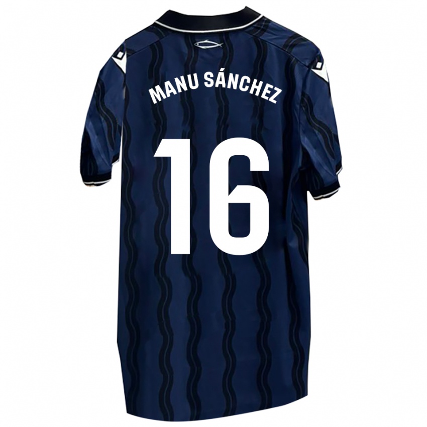 גברים מאנו סאנצ'ס #16 כחול כהה שחור הרחק ג'רזי 2025/26 חולצה קצרה