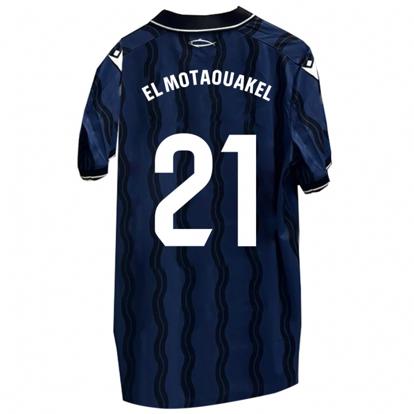 גברים Hamza El Motaouakel #21 כחול כהה שחור הרחק ג'רזי 2025/26 חולצה קצרה